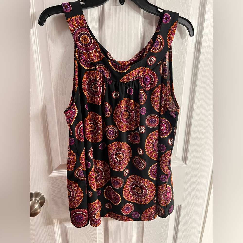 New directions black tank with bright colors
